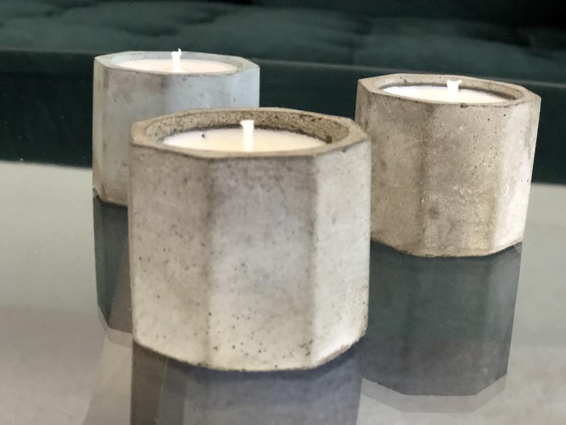 3 pc mini cement vessel candles